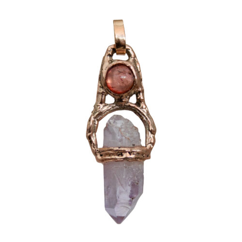 9K Gold Tourmaline Amethyst Pendant