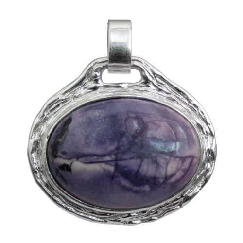 Elliptical Sugilite Silver Pendant