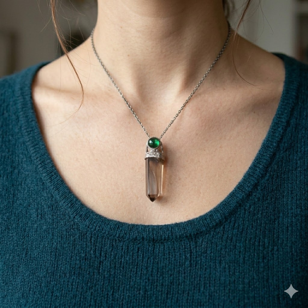 Green Tourmaline Citrine Pendant