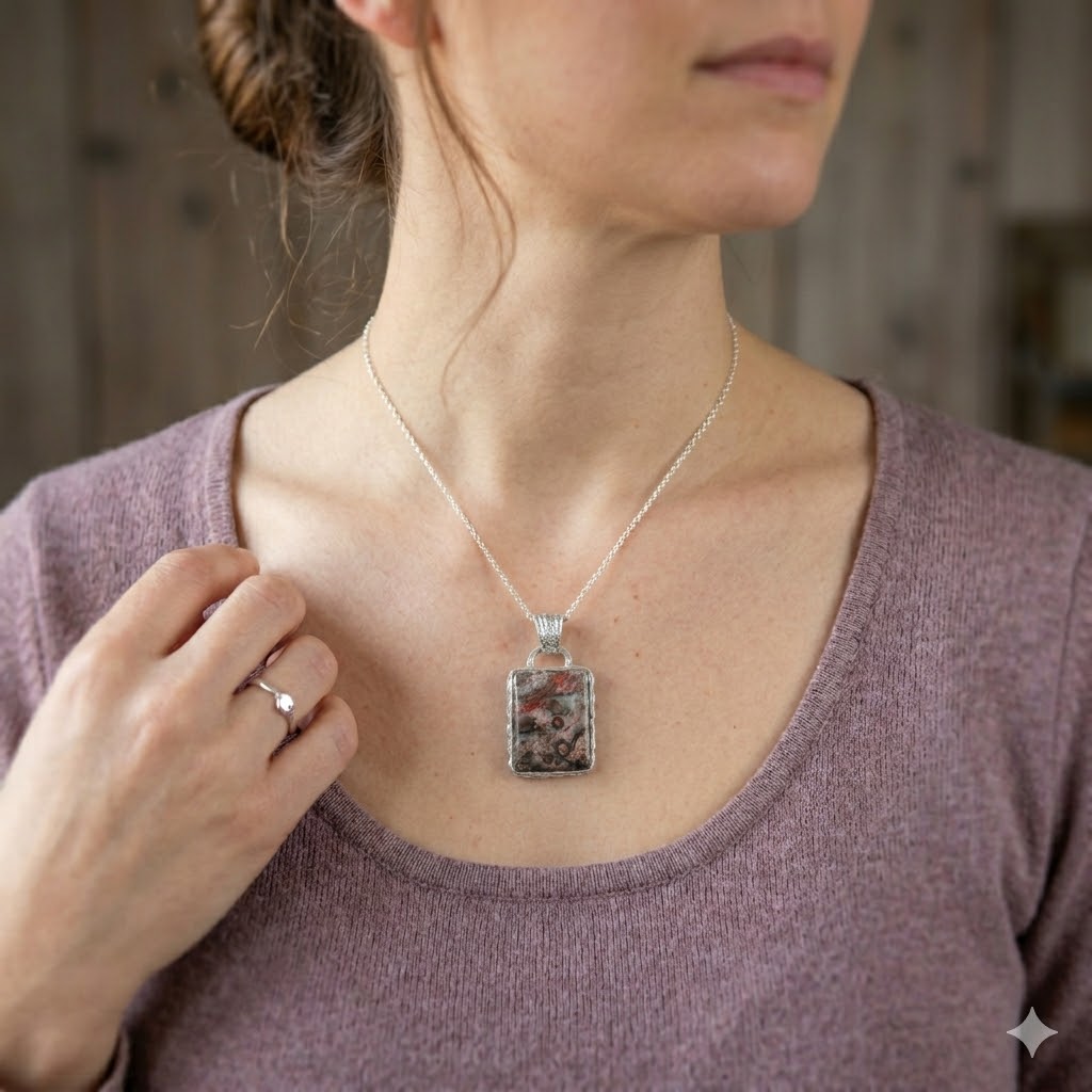 Orbicular Jasper Silver Pendant