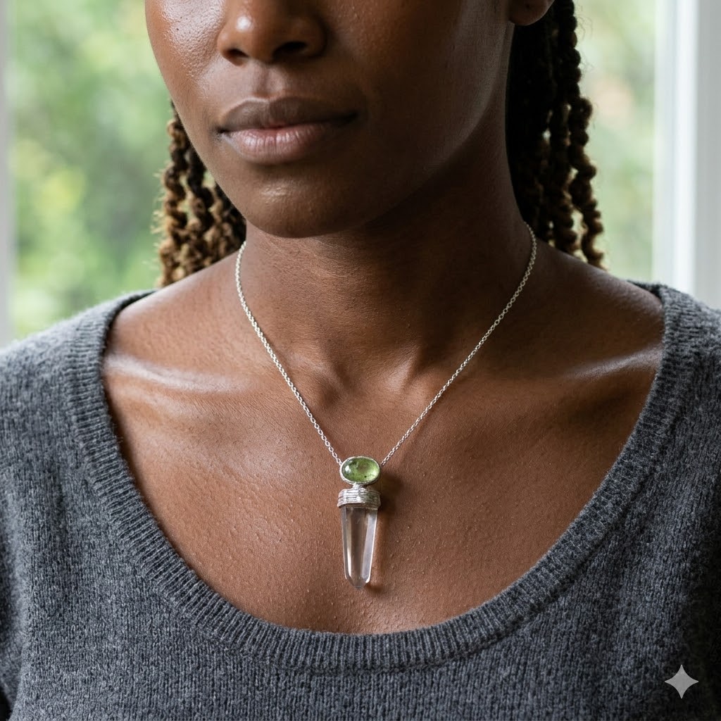 Peridot Citrine Silver Pendant