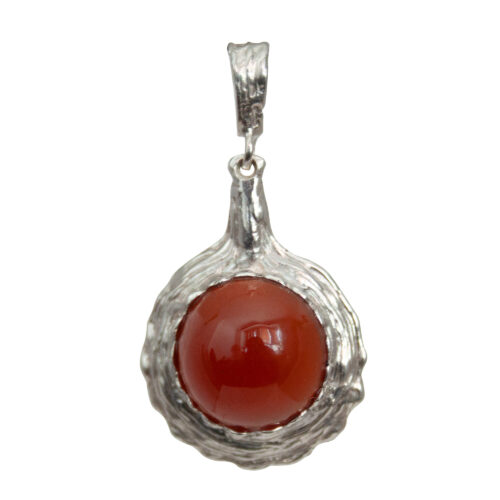 Round Silver Carnelian Pendant