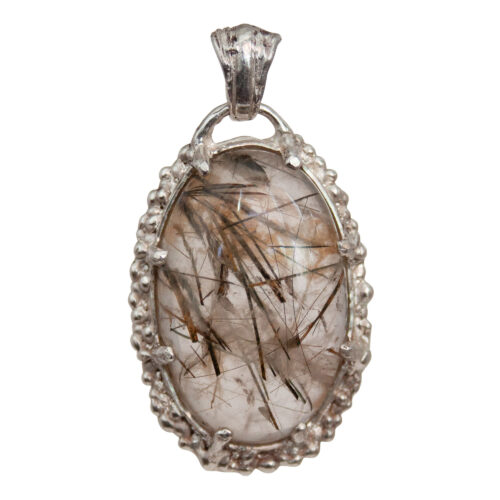 Rutilated Quartz Silver Medallion
