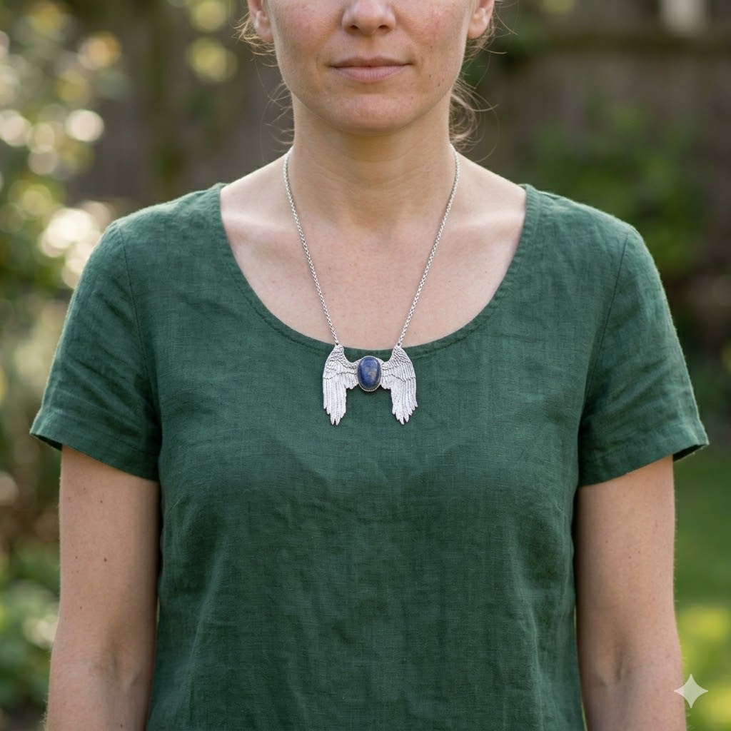 Silver Wings Sapphire Necklace