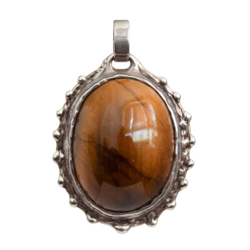Tiger's Eye Silver Medallion