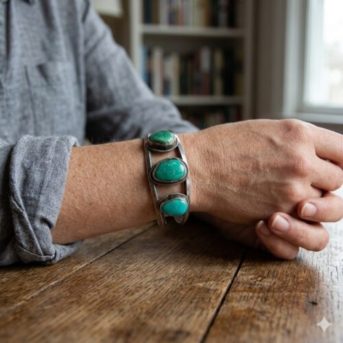 1960s Green Turquoise Bracelet