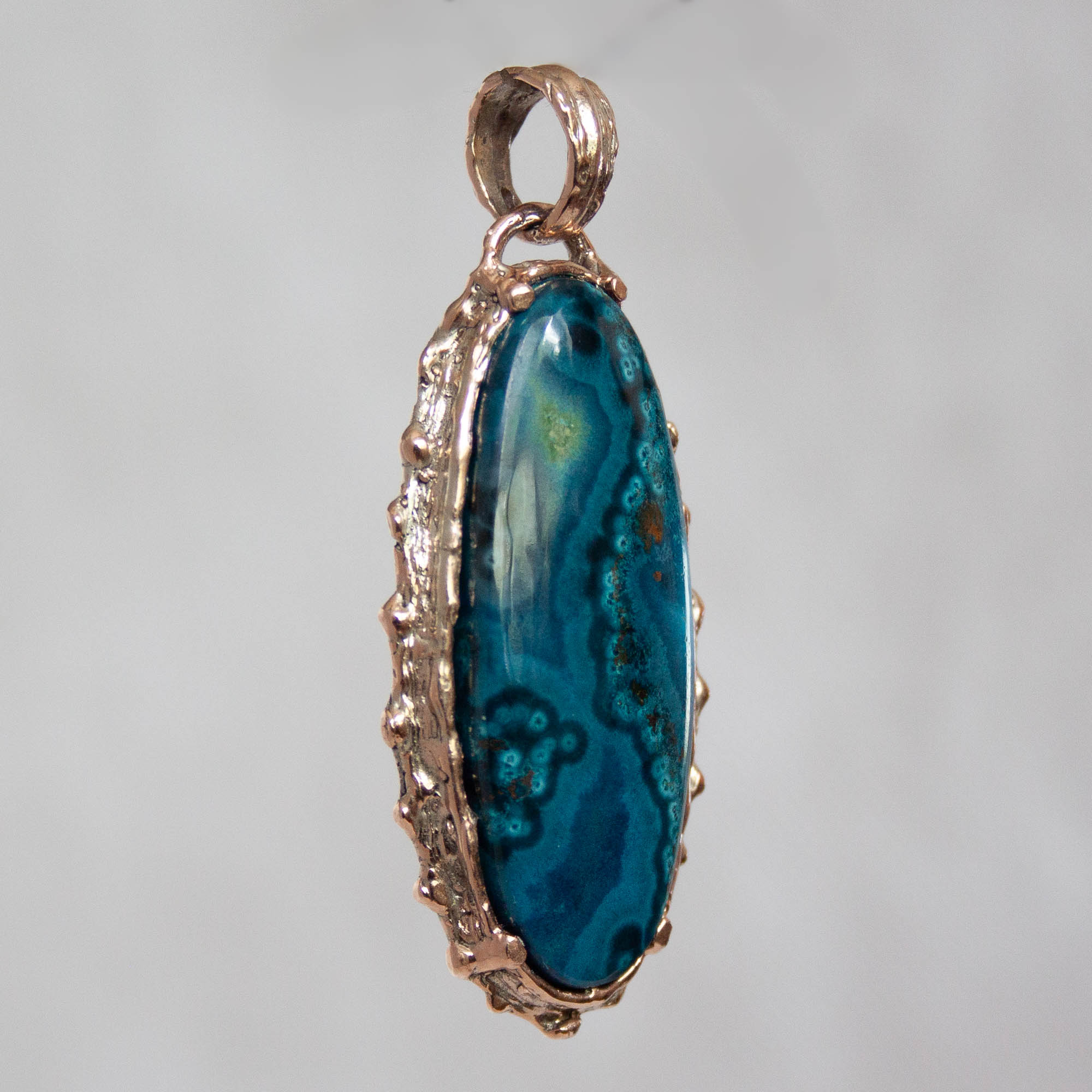9K Gold Chrysocolla Pendant - Image 3