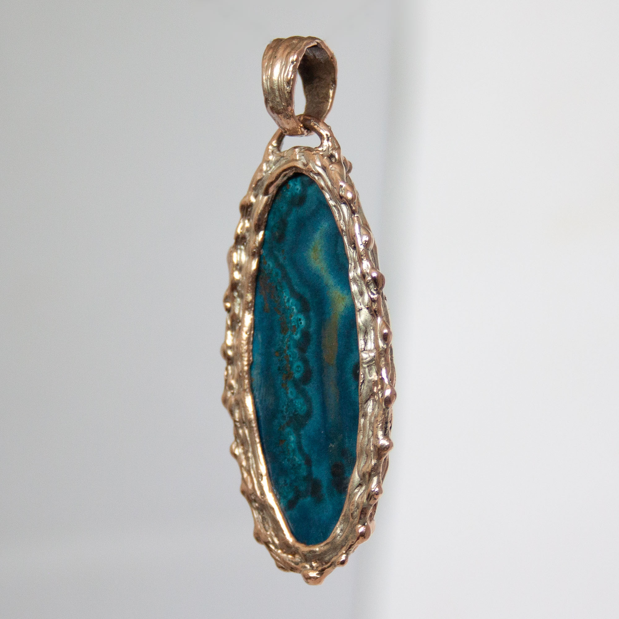 9K Gold Chrysocolla Pendant - Image 4
