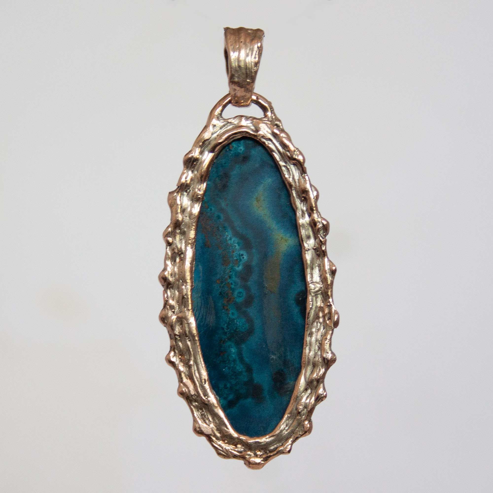 9K Gold Chrysocolla Pendant - Image 5