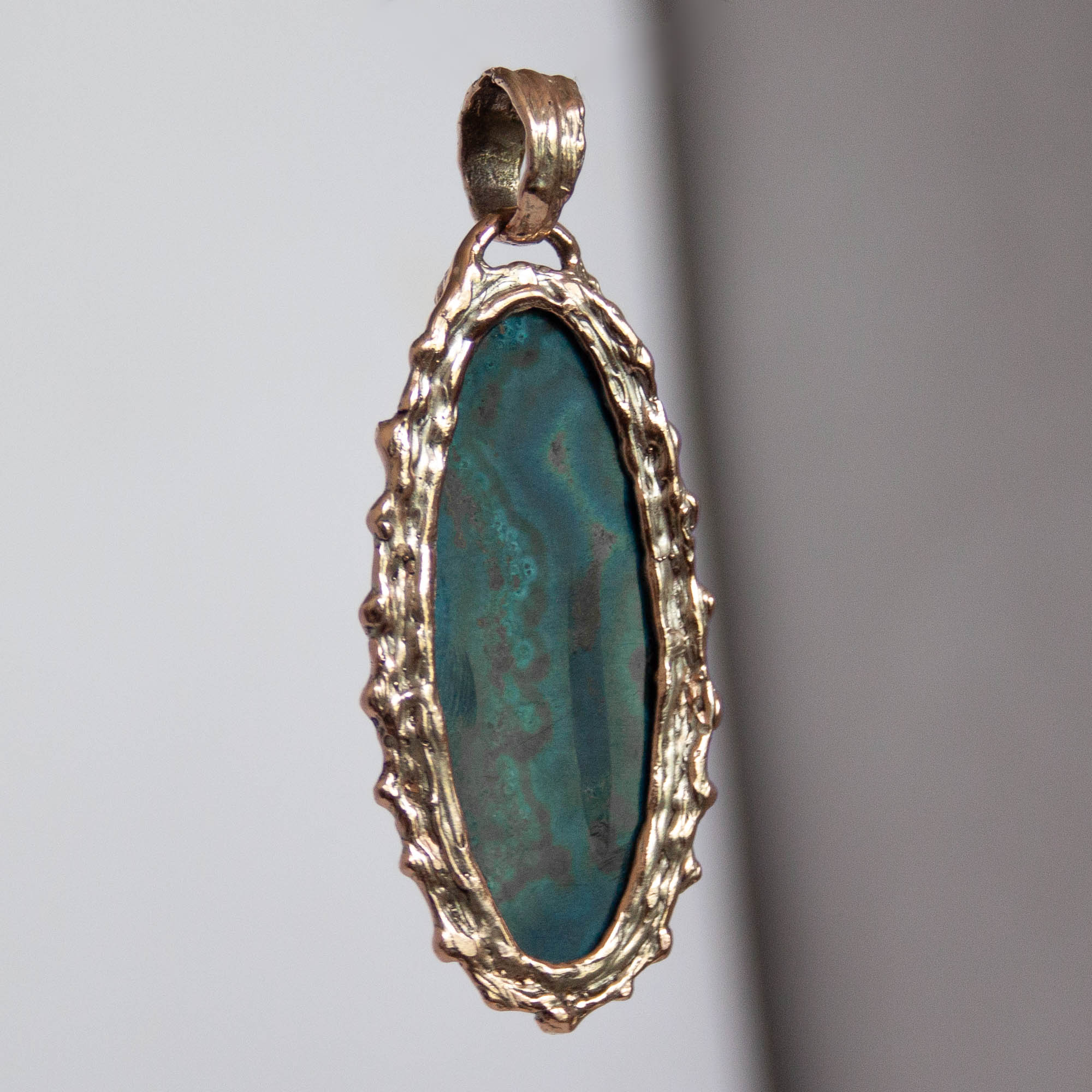 9K Gold Chrysocolla Pendant - Image 6
