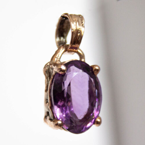 9K Gold Faceted Amethyst Pendant