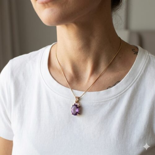 9K Gold Faceted Amethyst Pendant
