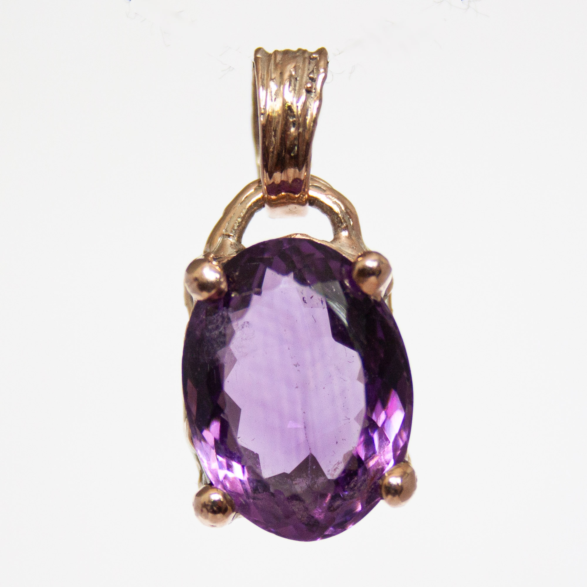 9K Gold Faceted Amethyst Pendant