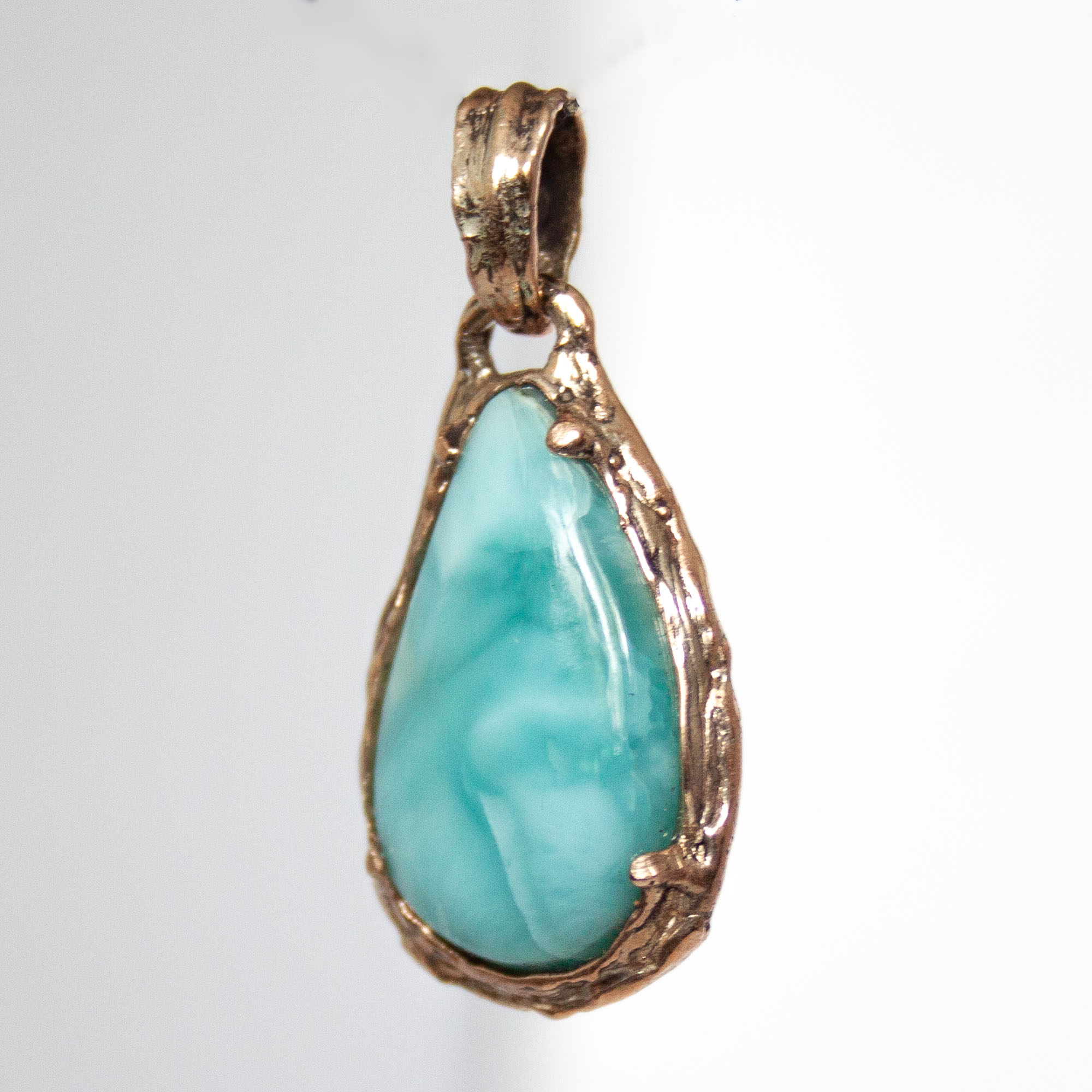9K Gold Larimar Pendant - Image 6