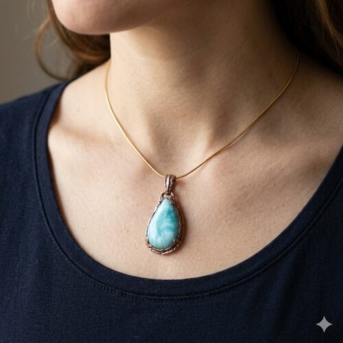 9K Gold Larimar Pendant