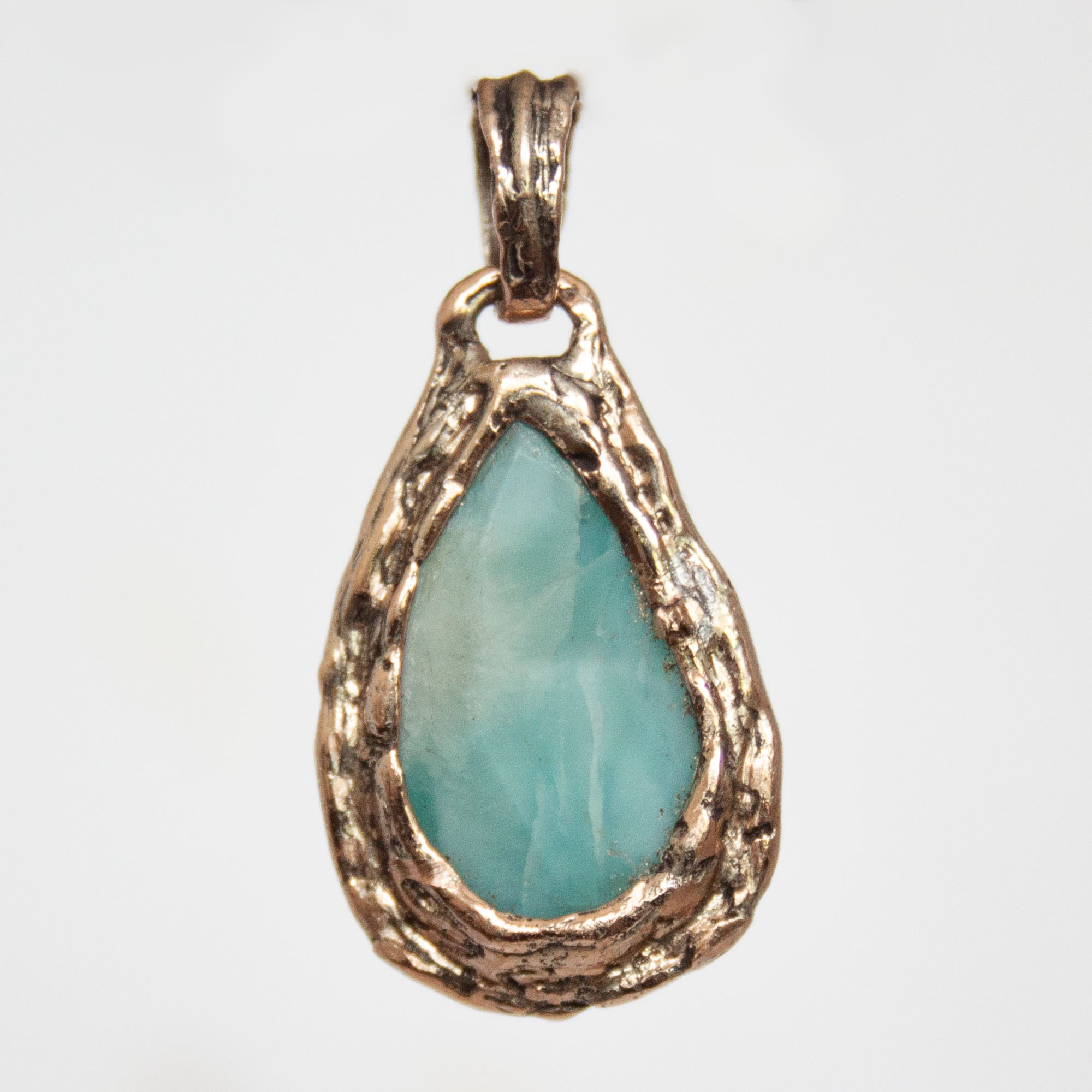 9K Gold Larimar Pendant - Image 4