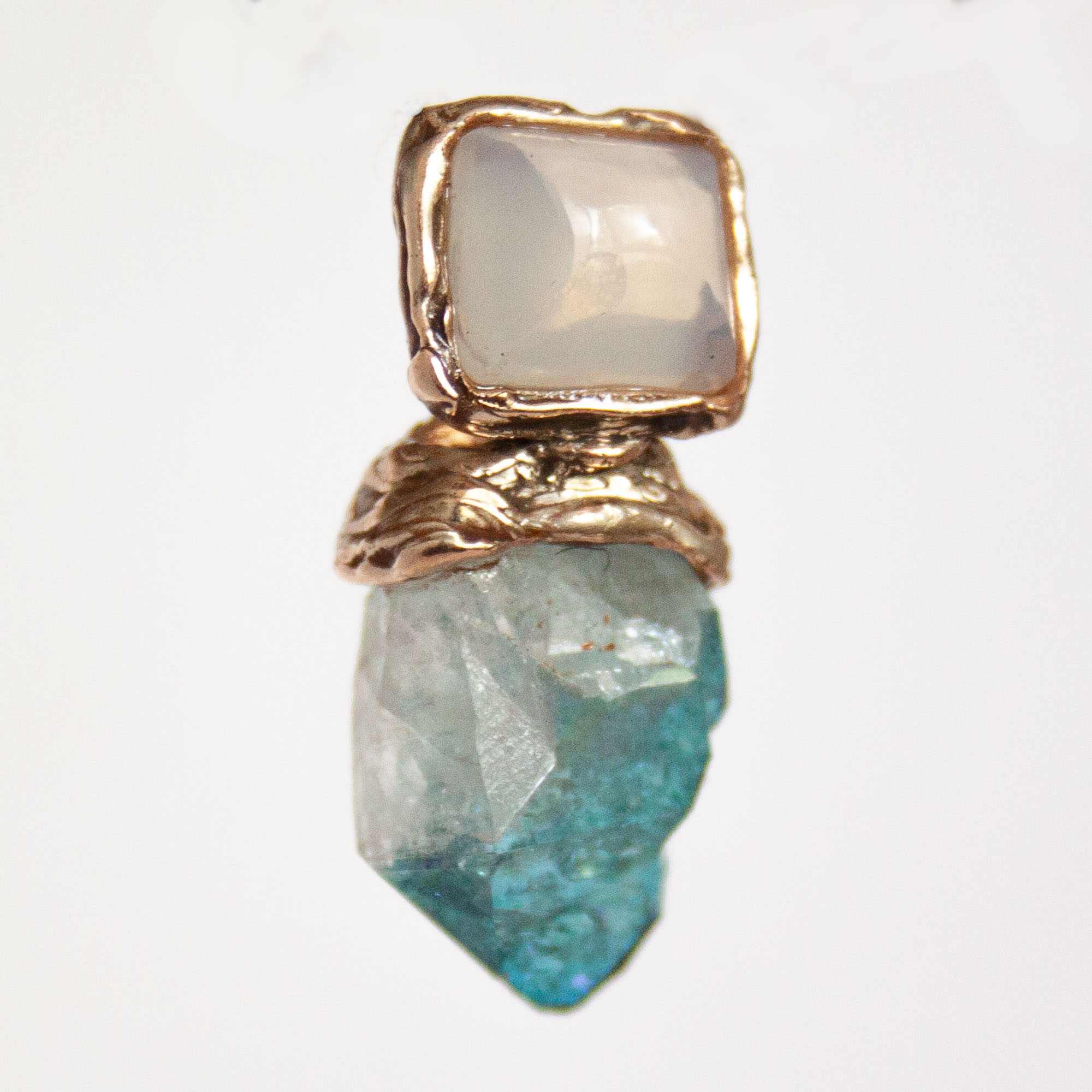 9K Gold Moonstone Aqua Aura Pendant - Image 2