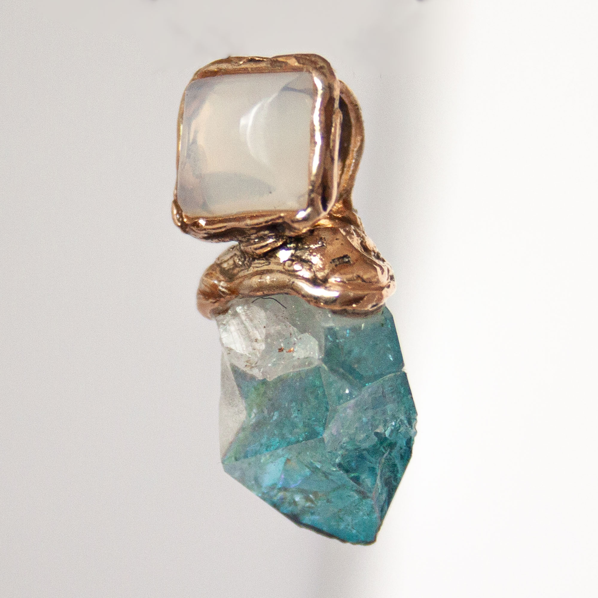 9K Gold Moonstone Aqua Aura Pendant - Image 6