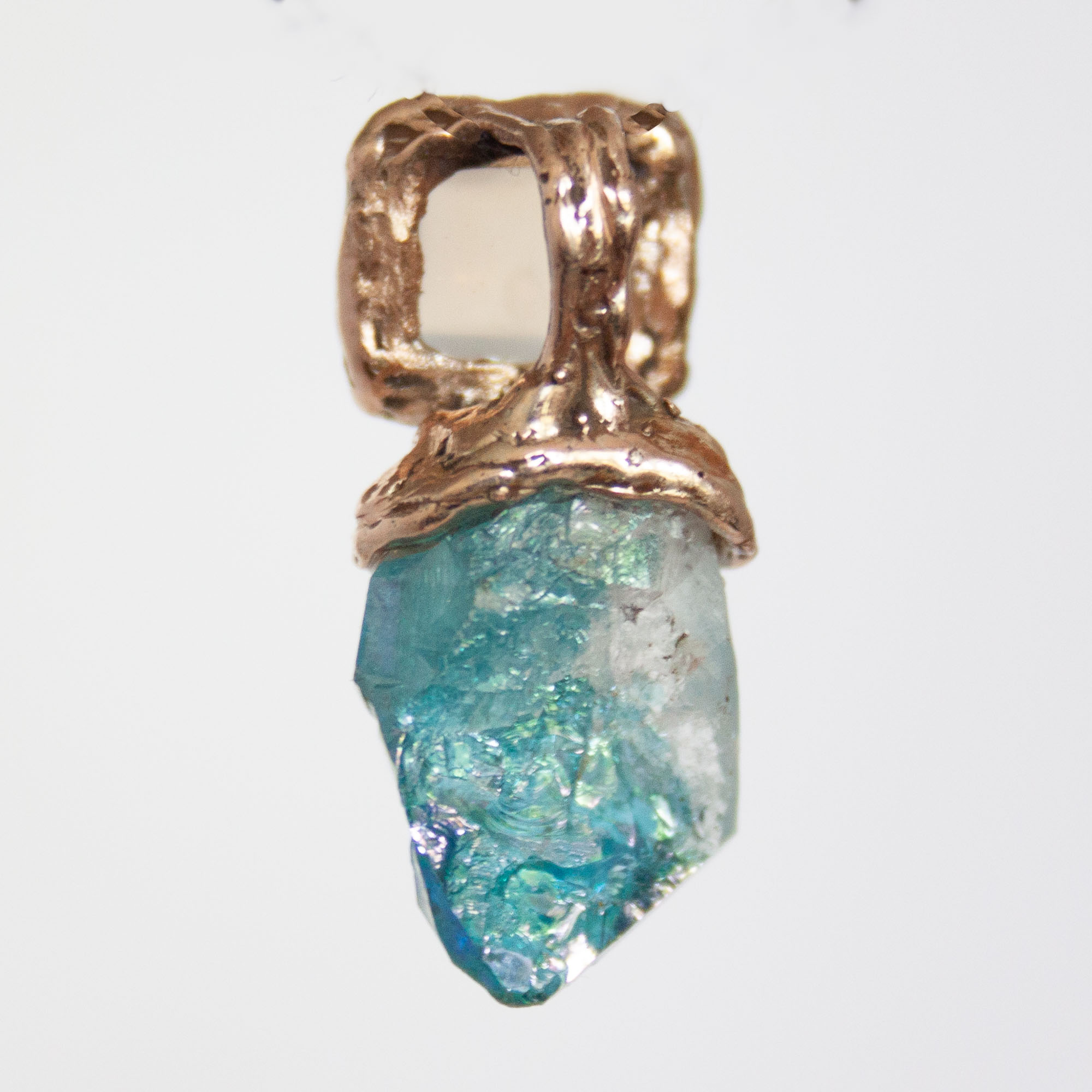 9K Gold Moonstone Aqua Aura Pendant - Image 5
