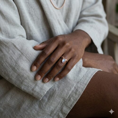 9K Gold Moonstone Ring