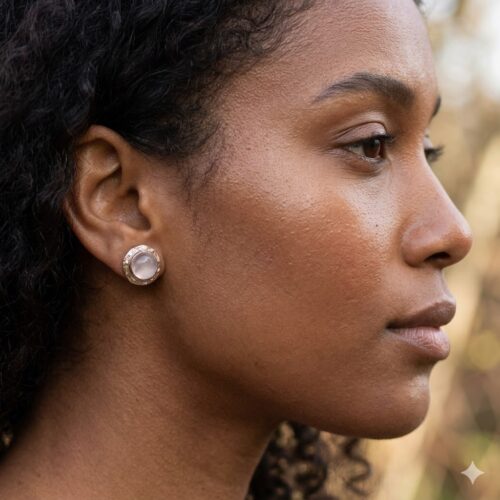 9K Gold Rose Quartz Earrings