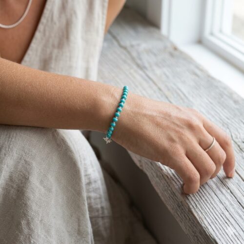 Blue Bead Silver Bracelet