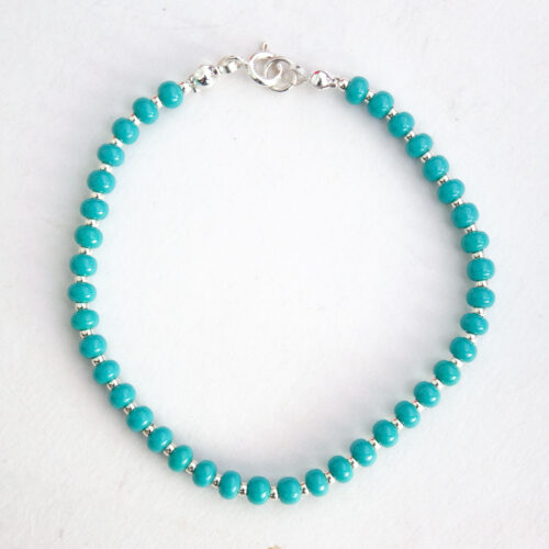 Blue Bead Silver Bracelet
