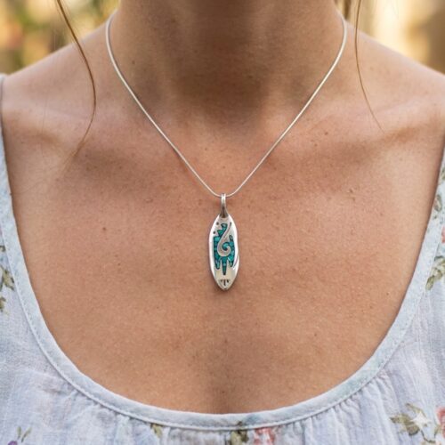 Chip Inlay Turquoise Pendant