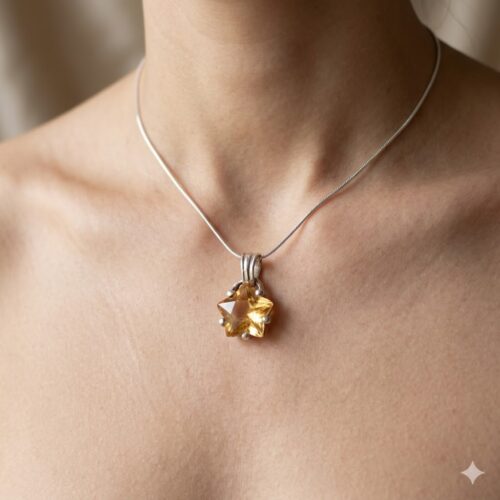 Citrine Star Silver Pendant