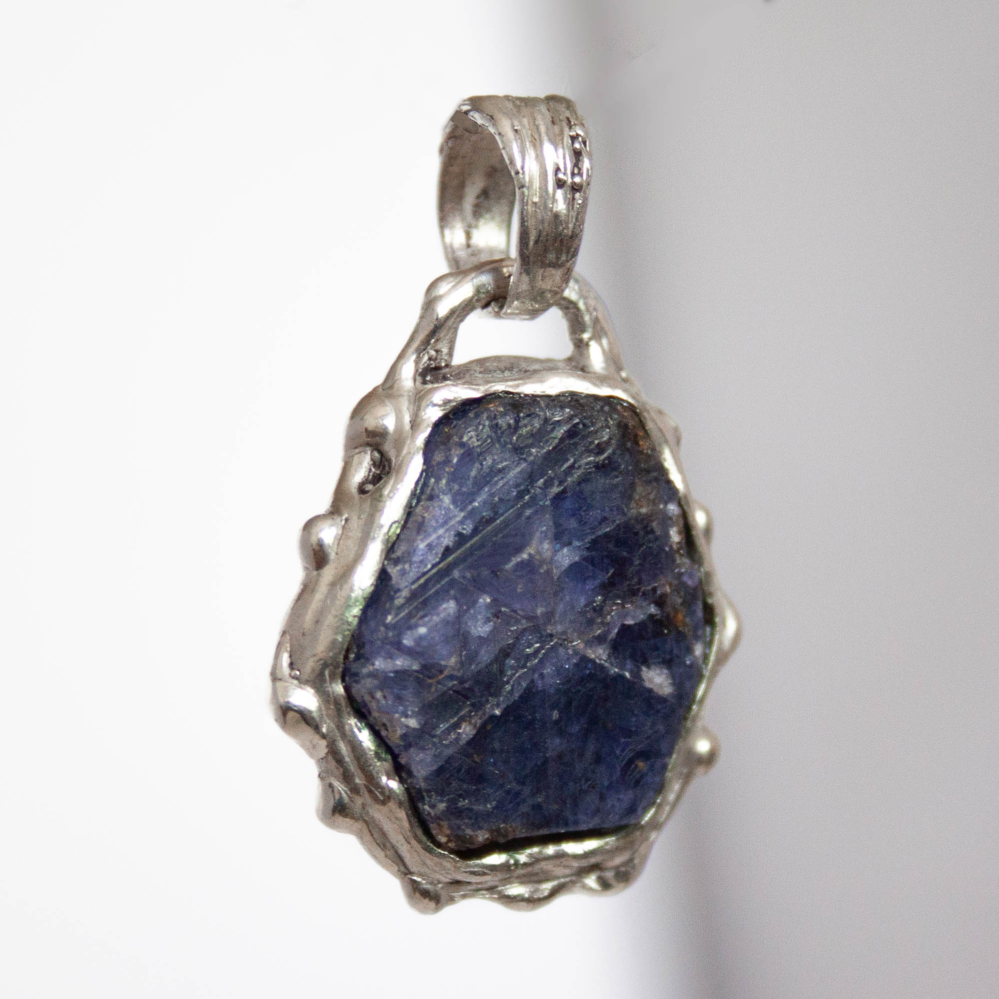 Raw Blue Sapphire Pendant - Image 2