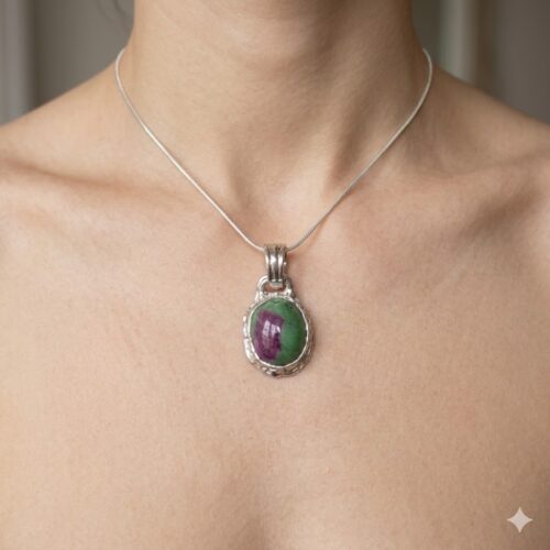 Ruby Fuschite Silver Pendant