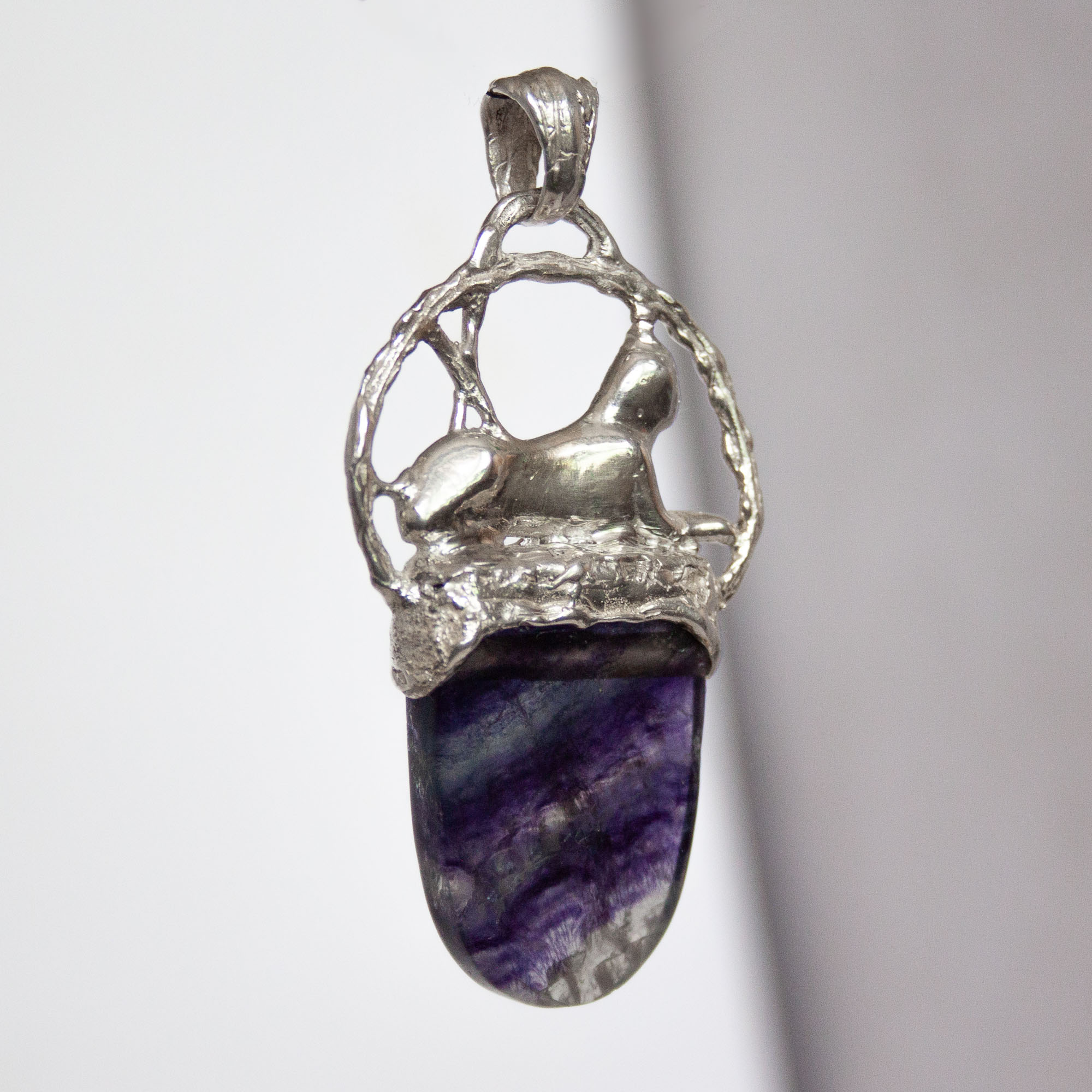 Silver Sphinx Fluorite Pendant - Image 2