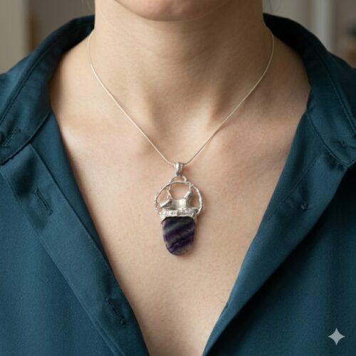 Silver Sphinx Fluorite Pendant