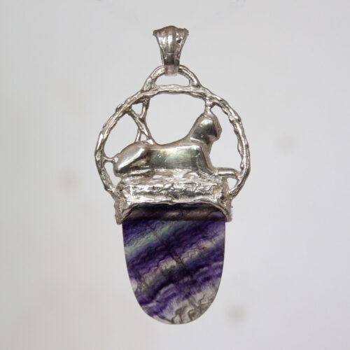 Silver Sphinx Fluorite Pendant