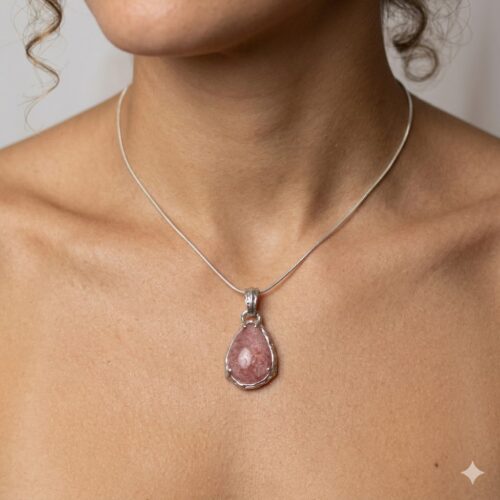 Strawberry Quartz Silver Pendant