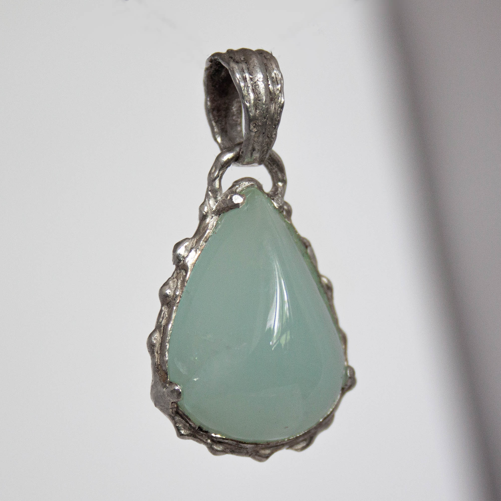 Teardrop Aquamarine Silver Pendant - Image 2