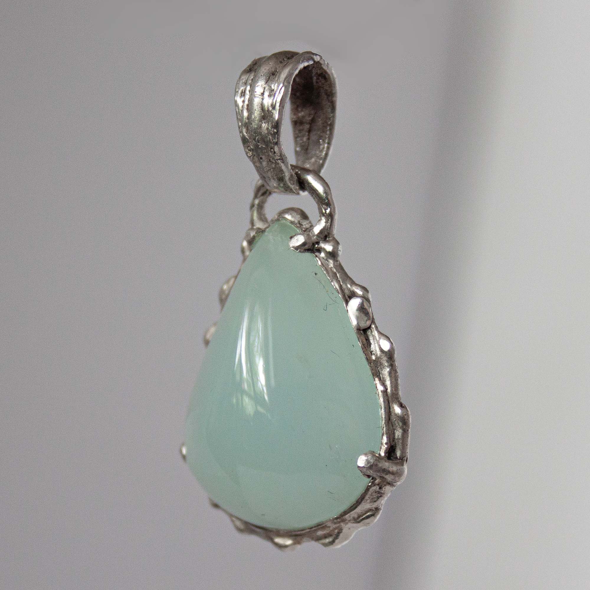 Teardrop Aquamarine Silver Pendant - Image 6