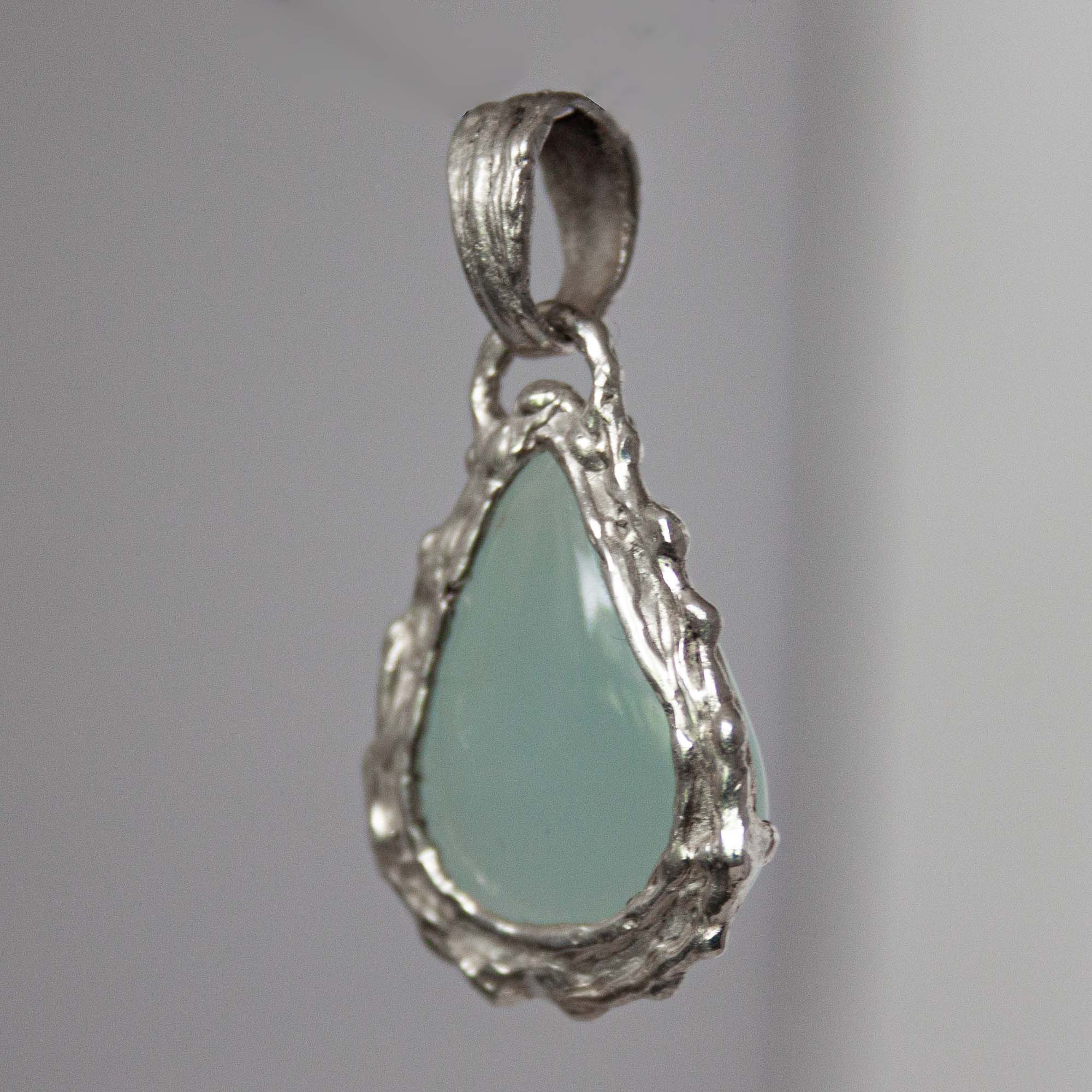 Teardrop Aquamarine Silver Pendant - Image 3
