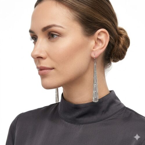 1930s Long Silver Earrings
