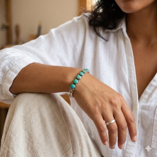 1940s Green Turquoise Bracelet