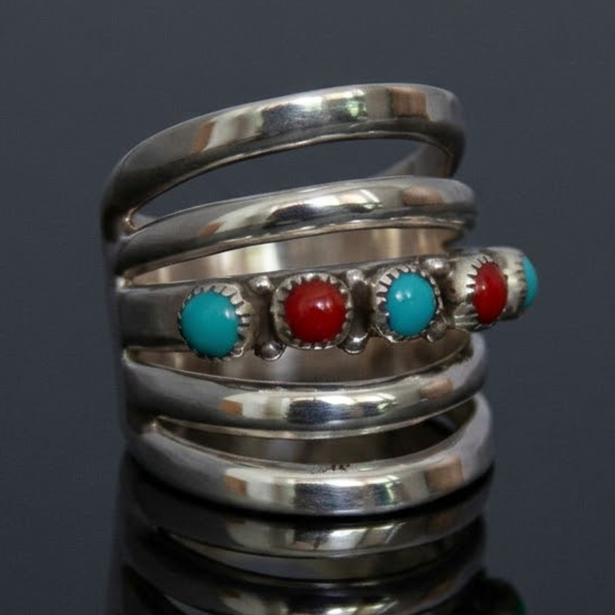 Multiband Turquoise Coral Ring - Image 2