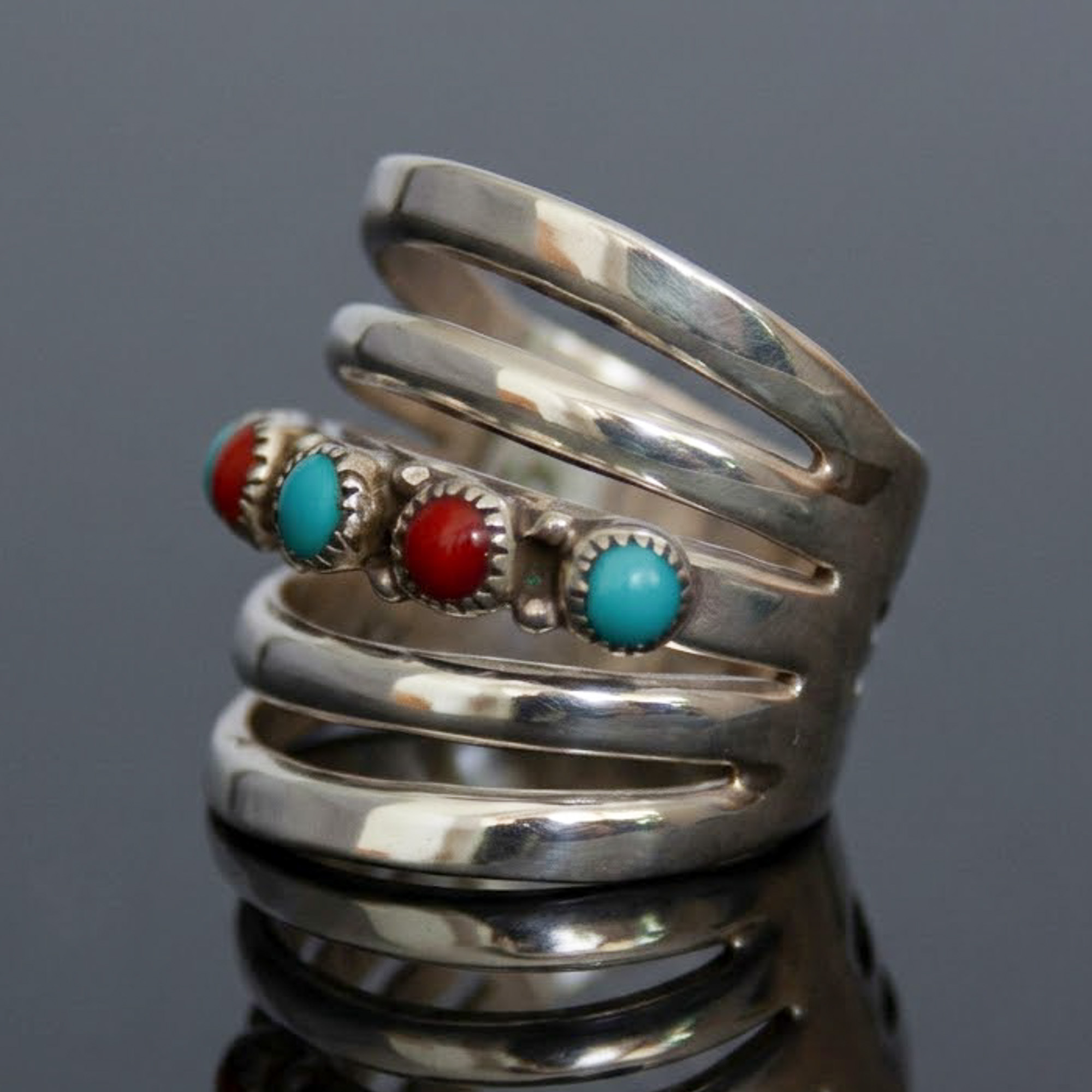 Multiband Turquoise Coral Ring - Image 5