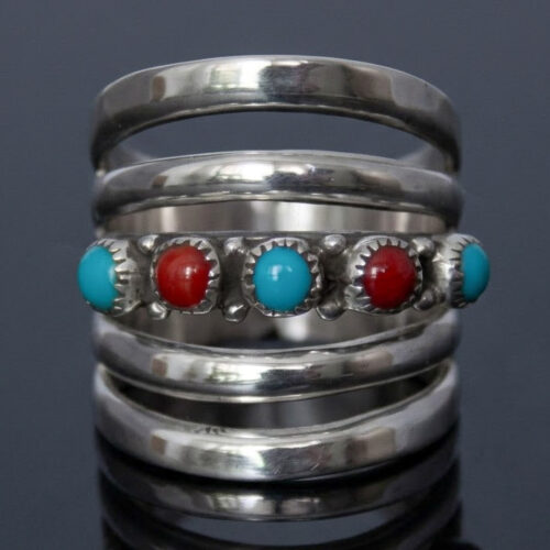 Multiband Turquoise Coral Ring
