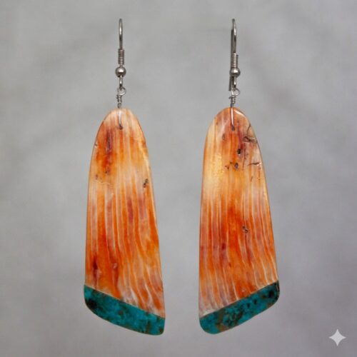 Orange Shell Turquoise Tip Earrings