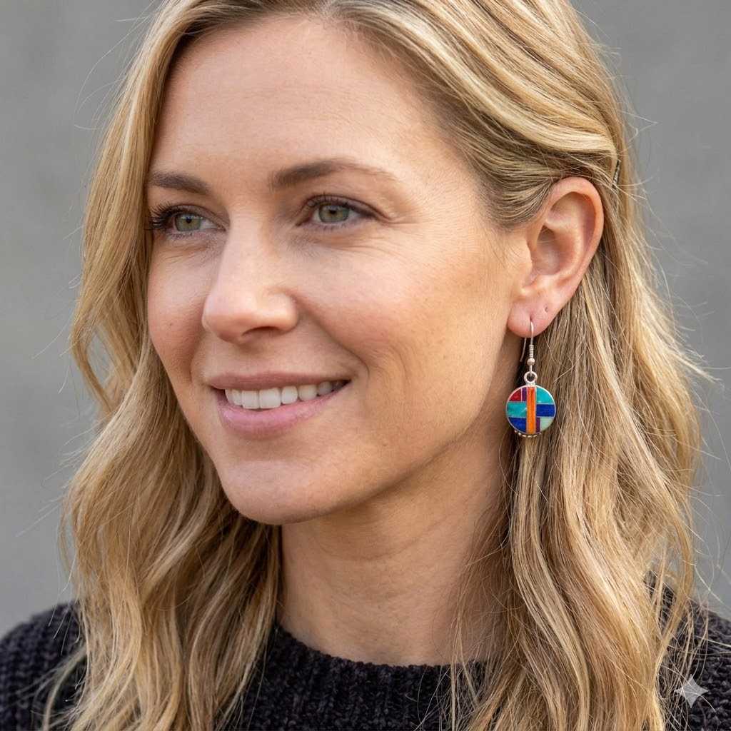 Round Multicolour Zuni Earrings