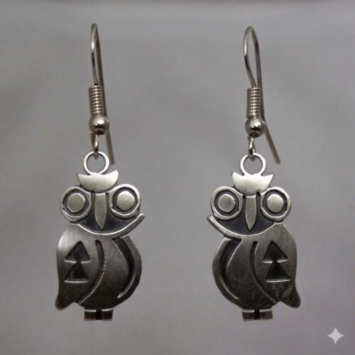 Silver Owl Earrings - Arrow Design