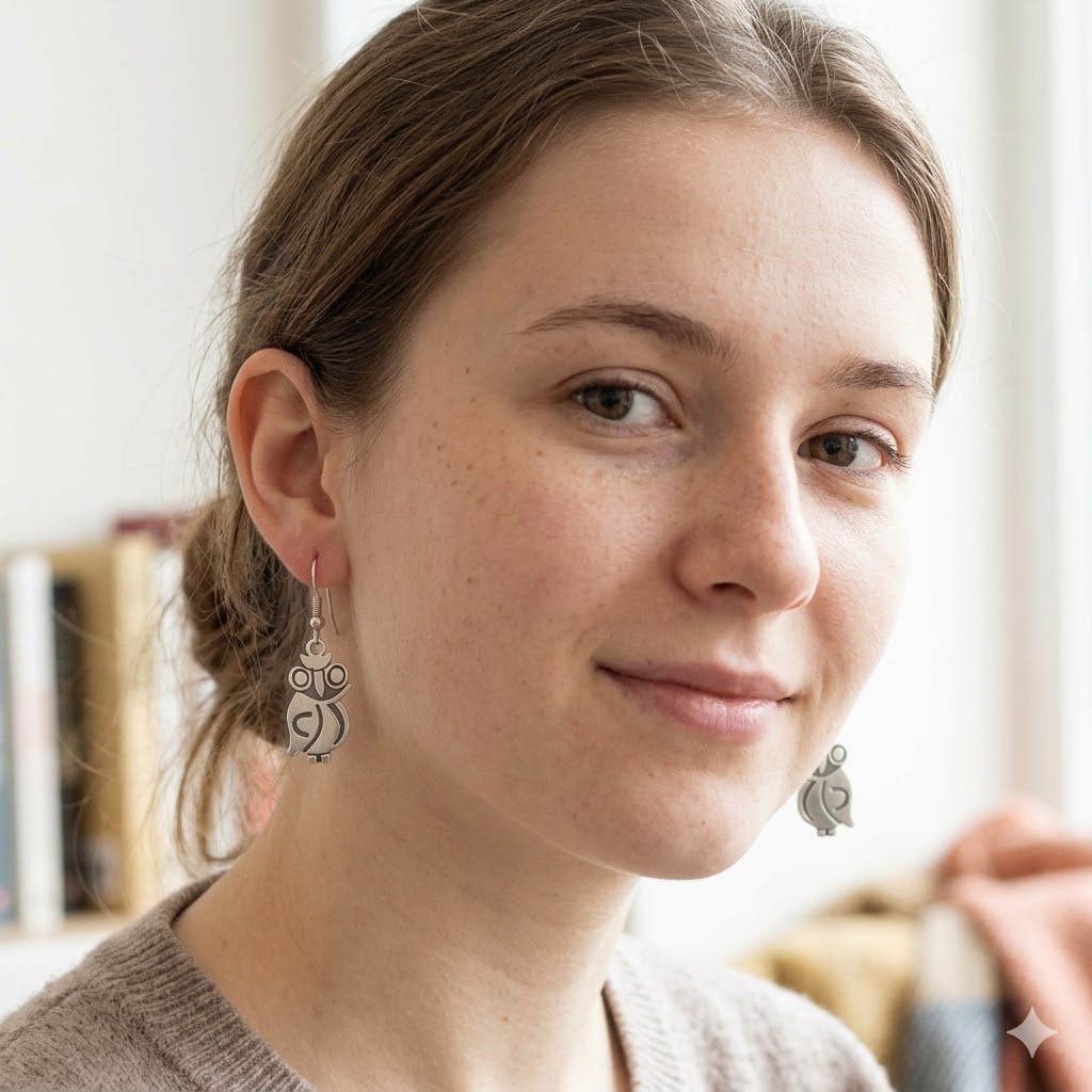 Silver Owl Earrings - Curve Design