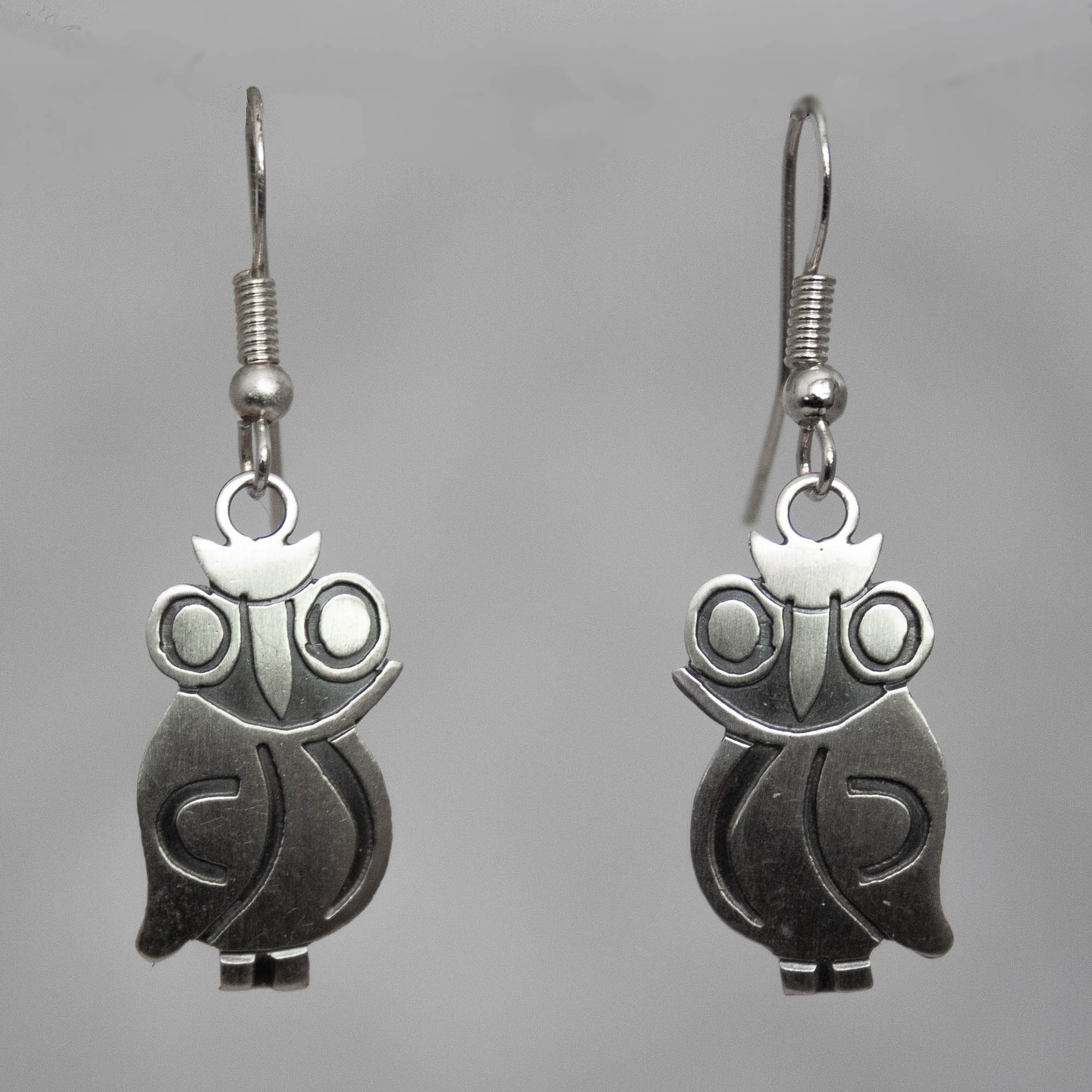 Silver Owl Earrings - Curve Design
