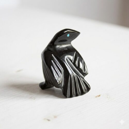 Small Black Crow Carving