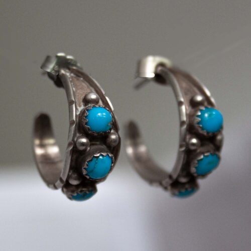 Small Navajo Turquoise Hoops